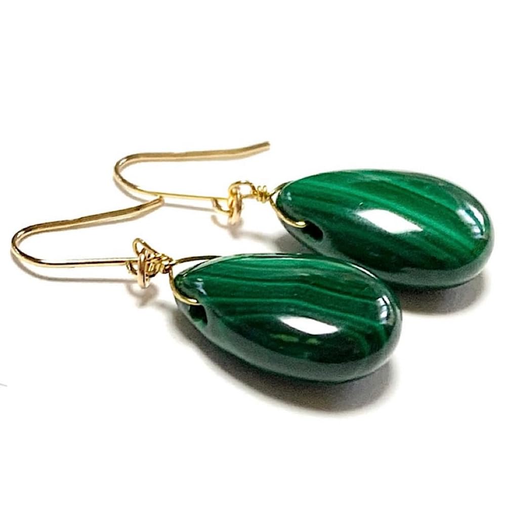 Amazon.co.jp: 【Rvaru】 K18ピアス マラカイト (L) 20×15mm